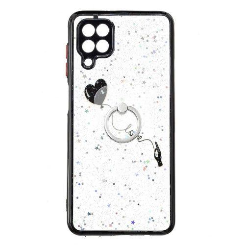 For Samsung Galaxy A12 / M12 Colored Drawing Starry Sky Epoxy TPU Shockproof Case with Ring Holder(Heart)