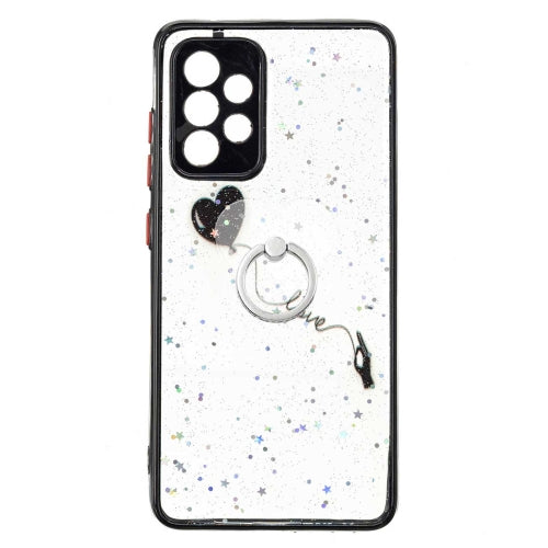 For Samsung Galaxy A52 5G Colored Drawing Starry Sky Epoxy TPU Shockproof Case with Ring Holder(Heart)