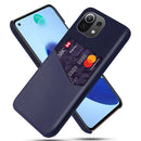 For Xiaomi Mi 11 Lite 5G Cloth Texture PC + PU Leather Back Cover Shockproof Case with Card Slot(Blue)