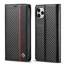LC.IMEEKE Carbon Fiber PU + TPU Horizontal Flip Leather Case with Holder & Card Slot & Wallet For iPhone 11 Pro Max(Vertical Black)