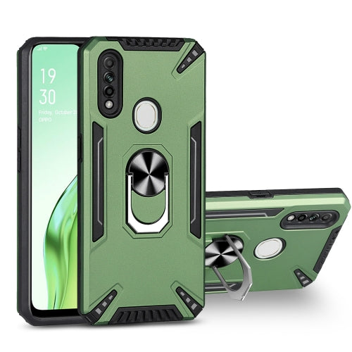 For OPPO A8 PC + TPU Protective Case with 360 Degrees Rotatable Ring Holder(Dark Green)