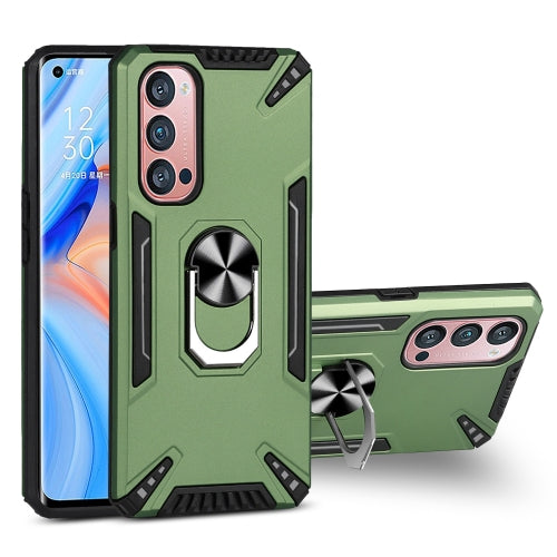 For OPPO Reno4 Pro PC + TPU Protective Case with 360 Degrees Rotatable Ring Holder(Dark Green)