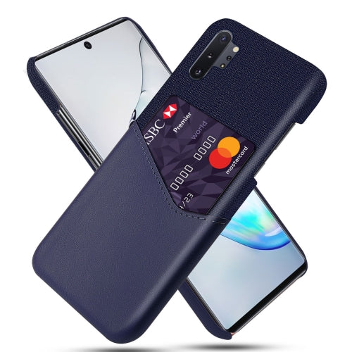 For Samsung Galaxy Note10 Lite Cloth Texture PC + PU Leather Back Cover Shockproof Case with Card Slot(Blue)