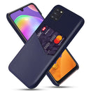 For Samsung Galaxy A31 Cloth Texture PC + PU Leather Back Cover Shockproof Case with Card Slot(Blue)
