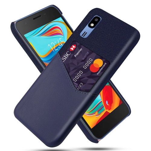 For Samsung Galaxy A2 Core Cloth Texture PC + PU Leather Back Cover Shockproof Case with Card Slot(Blue)