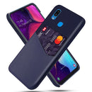 For Samsung Galaxy A30 Cloth Texture PC + PU Leather Back Cover Shockproof Case with Card Slot(Blue)