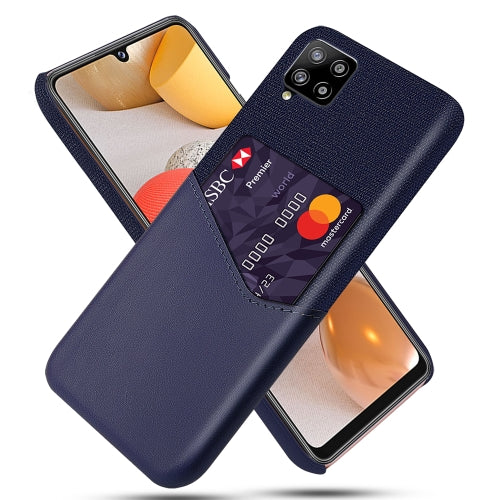 For Samsung Galaxy A42 5G Cloth Texture PC + PU Leather Back Cover Shockproof Case with Card Slot(Blue)