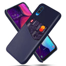 For Samsung Galaxy A50 Cloth Texture PC + PU Leather Back Cover Shockproof Case with Card Slot(Blue)