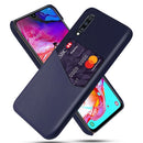 For Samsung Galaxy A70 Cloth Texture PC + PU Leather Back Cover Shockproof Case with Card Slot(Blue)
