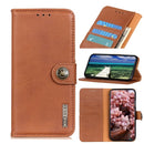 For Motorola Edge 20 Lite KHAZNEH Cowhide Texture Horizontal Flip Leather Case with Holder & Card Slots & Wallet(Brown)