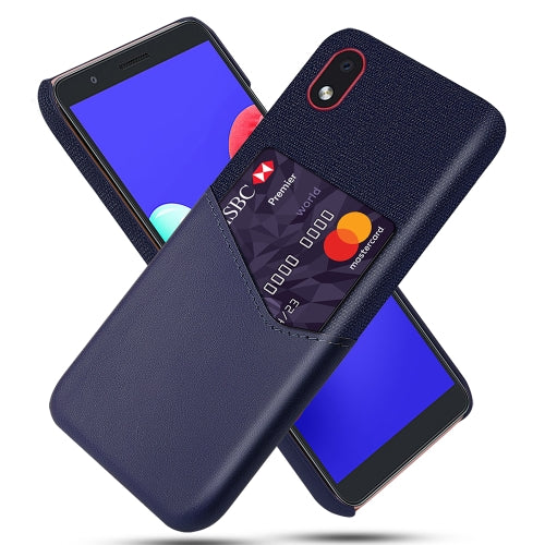For Samsung Galaxy M01 Core Cloth Texture PC + PU Leather Back Cover Shockproof Case with Card Slot(Blue)