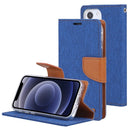 GOOSPERY CANVAS DIARY Canvas Texture Horizontal Flip PU Leather Case with Holder & Card Slots & Wallet For iPhone 13 mini(Blue)