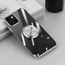 Electroplating Silicone Shockproof Case with Ring Holder For iPhone 13 Pro Max(Silver)