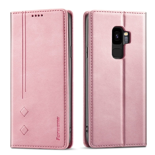 For Samsung Galaxy S9+ Forwenw F2 Series Magnetic Horizontal Flip Leather Case with Holder & Card Slots & Wallet(Rose Gold)