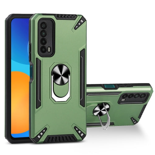 For Huawei Y7a PC + TPU Protective Case with 360 Degrees Rotatable Ring Holder(Dark Green)