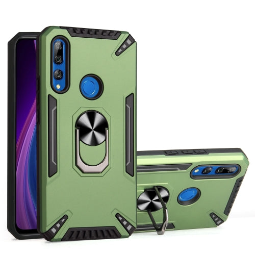 For Huawei Y9 Prime 2019 PC + TPU Protective Case with 360 Degrees Rotatable Ring Holder(Dark Green)