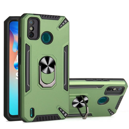 For Tecno Spark 6 Go PC + TPU Protective Case with 360 Degrees Rotatable Ring Holder(Dark Green)