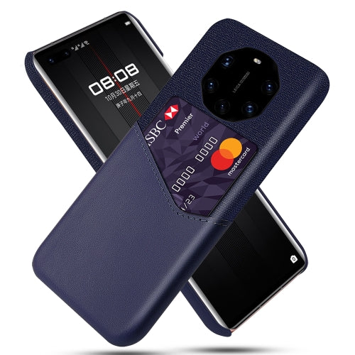 For Huawei Mate 40 RS Cloth Texture PC + PU Leather Back Cover Shockproof Case with Card Slot(Blue)