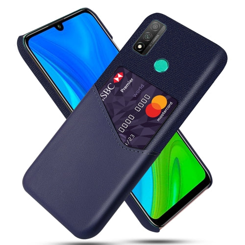 For Huawei P smart 2020 Cloth Texture PC + PU Leather Back Cover Shockproof Case with Card Slot(Blue)