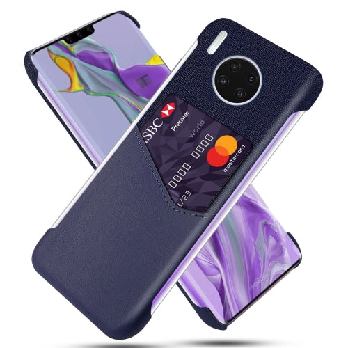 For Huawei Mate 30 Pro Cloth Texture PC + PU Leather Back Cover Shockproof Case with Card Slot(Blue)