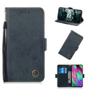 For Galaxy A40 Retro Horizontal Flip PU Leather Case with Card Slots & Holder(Black)