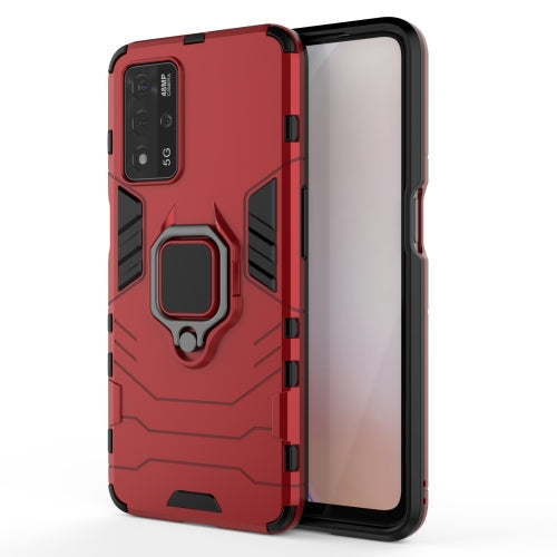 For OPPO A93s 5G Shockproof PC + TPU Protective Case with Magnetic Ring Holder(Red)