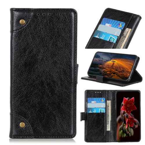For LG K40s Copper Buckle Nappa Texture Horizontal Flip Leather Case with Holder & Card Slots & Wallet(Black)