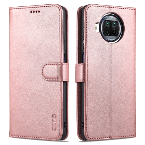 For Xiaomi Redmi Note 9 Pro 5G AZNS Skin Feel Calf Texture Horizontal Flip Leather Case with Card Slots & Holder & Wallet(Rose Gold)