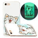 Luminous TPU Pattern Soft Protective Case For iPhone SE 2020 / 8 / 7(Happy Cat)