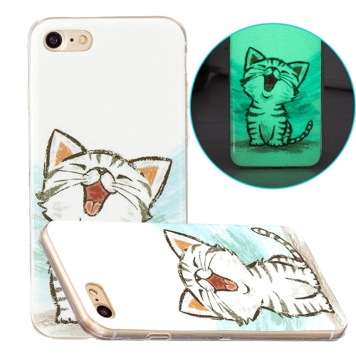 Luminous TPU Pattern Soft Protective Case For iPhone SE 2020 / 8 / 7(Happy Cat)