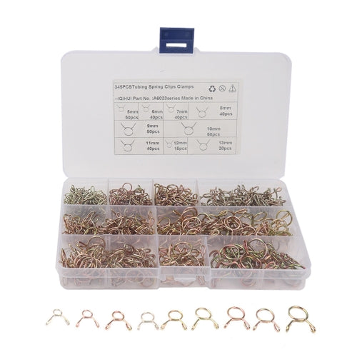 A6023 345 in 1 Galvanized Tubing Spring Clips Clamps Steel Wire Circlip Clamp