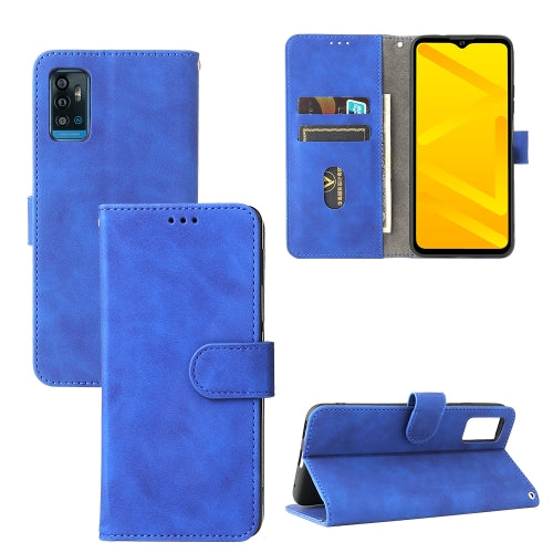 For ZTE Blade A71 Solid Color Skin Feel Magnetic Buckle Horizontal Flip Calf Texture PU Leather Case with Holder & Card Slots & Wallet(Blue)