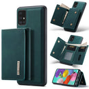 For Samsung Galaxy A51 DG.MING M1 Series 3-Fold Multi Card Wallet + Magnetic Back Cover Shockproof Case with Holder Function(Green)