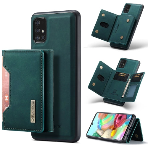 For Samsung Galaxy A71 DG.MING M2 Series 3-Fold Multi Card Bag + Magnetic Back Cover Shockproof Case with Wallet & Holder Function(Green)