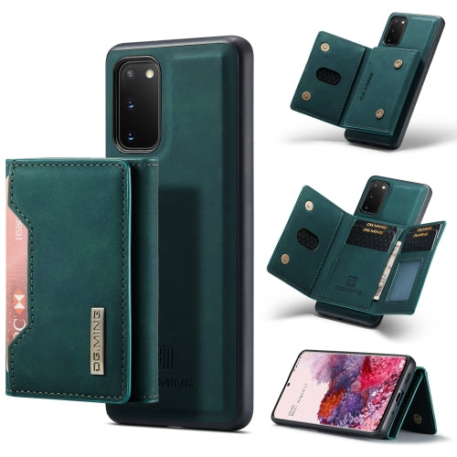 For Samsung Galaxy S20 DG.MING M2 Series 3-Fold Multi Card Bag + Magnetic Back Cover Shockproof Case with Wallet & Holder Function(Green)