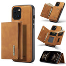 DG.MING M1 Series 3-Fold Multi Card Wallet + Magnetic Shockproof Case with Holder Function For iPhone 13 mini(Brown)