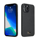 Fierre Shann Leather Texture Phone Back Cover Case For iPhone 13 Pro(Lychee Black)