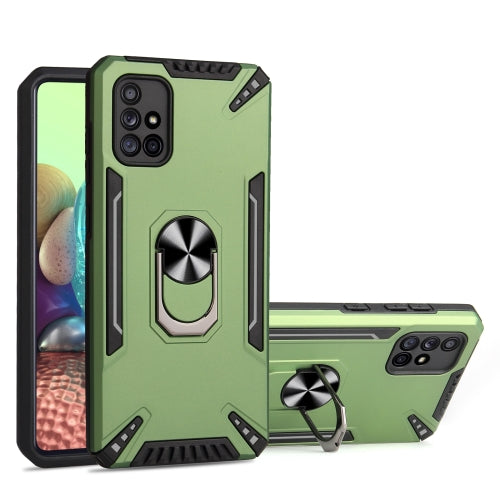 For Samsung Galaxy A71 PC + TPU Protective Case with 360 Degrees Rotatable Ring Holder(Dark Green)