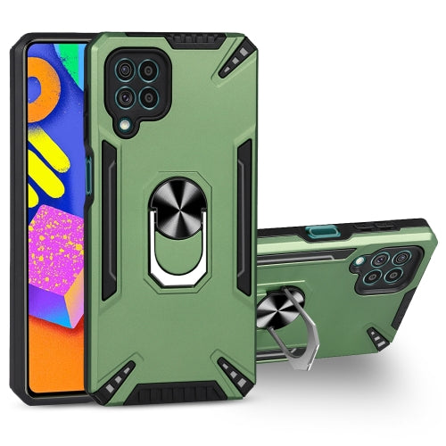 For Samsung Galaxy F62 PC + TPU Protective Case with 360 Degrees Rotatable Ring Holder(Dark Green)