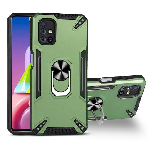 For Samsung Galaxy M51 PC + TPU Protective Case with 360 Degrees Rotatable Ring Holder(Dark Green)