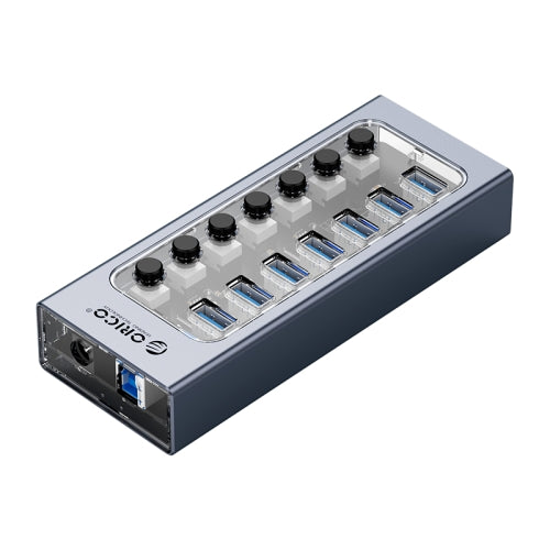 ORICO AT2U3-7AB-GY-BP 7 In 1 Aluminum Alloy Multi-Port USB HUB with Individual Switches, AU Plug