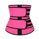 Women Rubber Neoprene Body Sculpting Zipper Double Waist Belt Body Shaping Waistband, Size:L(Rose Red)