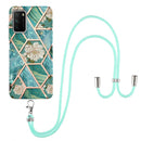 For Xiaomi Poco M3 / Redmi Note 9 4G Electroplating Splicing Marble Flower Pattern TPU Shockproof Case with Lanyard(Blue Flower)