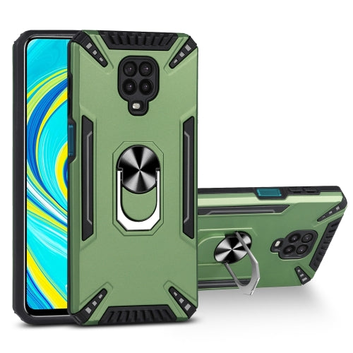 For Xiaomi Redmi Note 9S PC + TPU Protective Case with 360 Degrees Rotatable Ring Holder(Dark Green)