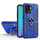 Carbon Fiber Pattern PC + TPU Protective Case with Ring Holder For OPPO A94 / F19 Pro / Reno5 F / Reno5 Lite(Dark Blue)