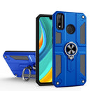 For Huawei Y8s Carbon Fiber Pattern PC + TPU Protective Case with Ring Holder(Dark Blue)