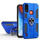 For Motorola Moto E7 Power Carbon Fiber Pattern PC + TPU Protective Case with Ring Holder(Dark Blue)