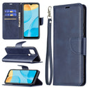 For OPPO A15 Retro Lambskin Texture Pure Color Horizontal Flip PU Leather Case with Holder & Card Slots & Wallet & Lanyard(Blue)