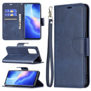 For OPPO Reno5 Pro 5G Retro Lambskin Texture Pure Color Horizontal Flip PU Leather Case with Holder & Card Slots & Wallet & Lanyard(Blue)