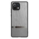 For Xiaomi Mi 11 Lite Shang Rui Wood Grain Skin PU + TPU Shockproof Case(Grey)
